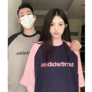 Áo Thun Raglan Màu Sắc Tương Phản Size S-4xl Thời Trang Mùa Hè Cho Cặp Đôi