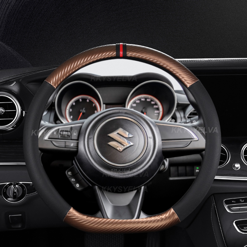 Bọc Vô Lăng Xe Hơi Suzuki Swift Dzire 2017 2018 2019 2020 2021 2022 2023 Bằng Da Sợi Carbon