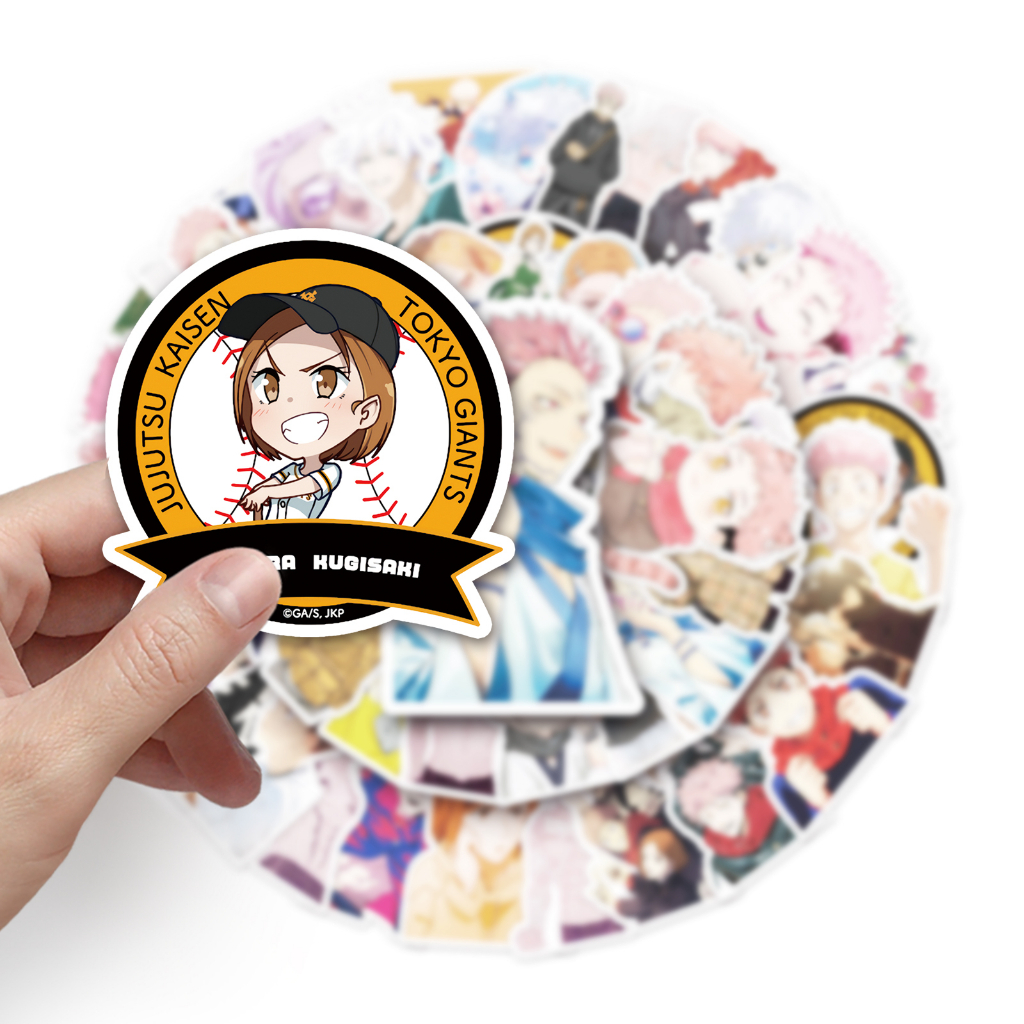 Bộ 50 Miếng Dán Trang Trí Xe Hơi Chống Thấm Nước Hình Jujutsu Kaisen DIY