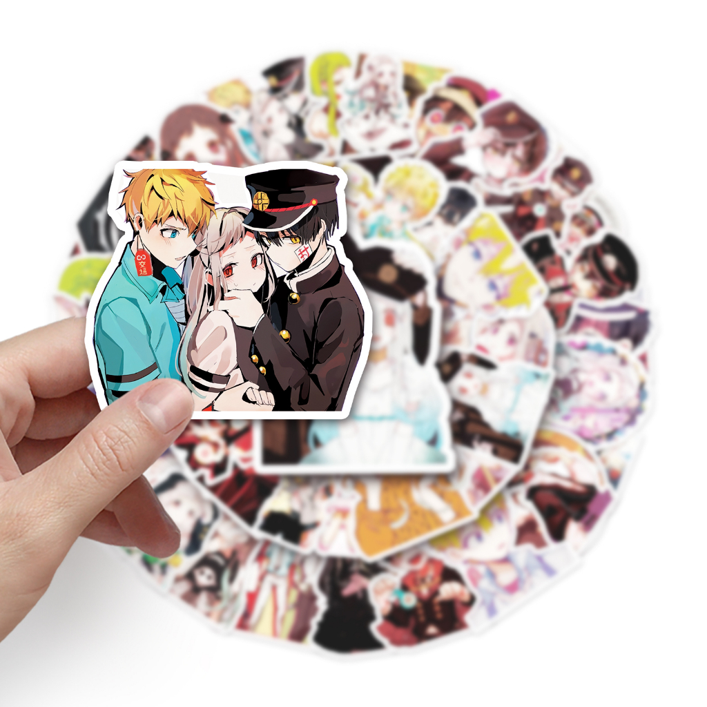 Bộ 50 Miếng Dán Chống Thấm Nước Hình hanako kun Vui Nhộn Trang Trí Xe Hơi / Nhà Cửa