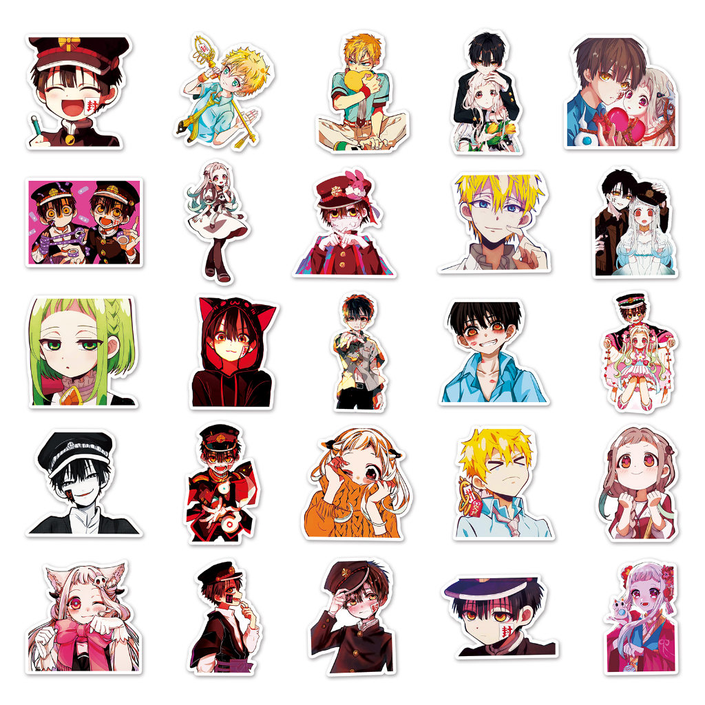 Bộ 50 Miếng Dán Chống Thấm Nước Hình hanako kun Vui Nhộn Trang Trí Xe Hơi / Nhà Cửa