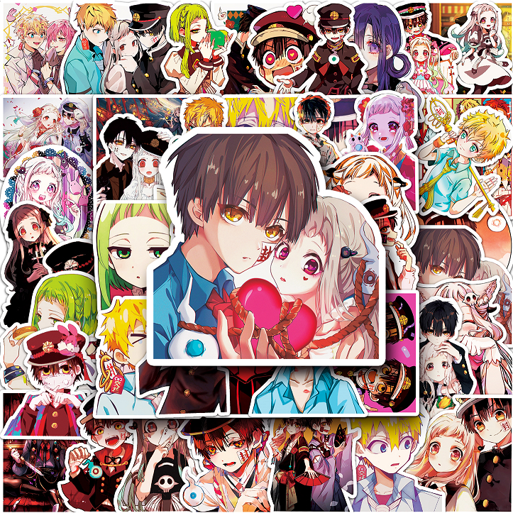 Bộ 50 Miếng Dán Chống Thấm Nước Hình hanako kun Vui Nhộn Trang Trí Xe Hơi / Nhà Cửa