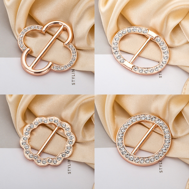 1 Nút Thắt Lưng Hình Tròn / Trái Tim Đính Đá / Ngọc Trai Đa Năng Trang Trí Áo Sơ Mi / Khăn Choàng / Thắ