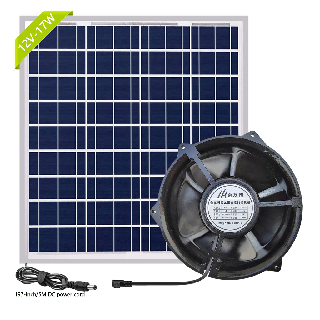 Quạt Thông Gió Hiệu Quả Cao 12V polycrystalline 17W Bằng Năng Lượng Mặt Trời, Thông Hơi Thông Gió Và Thông Hơi Cho Thuyền RV, Phương Tiện Cắm Trại, Nhà Kính