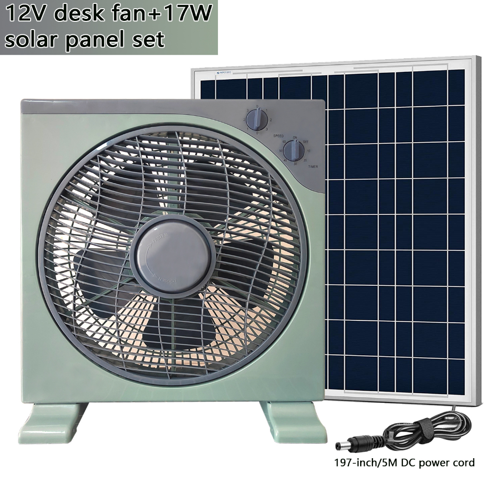 Tấm Pin Năng Lượng Mặt Trời polycrystalline 17W + Quạt 12V Làm Mát Cho Lều Cắm Trại Ngoài Trời