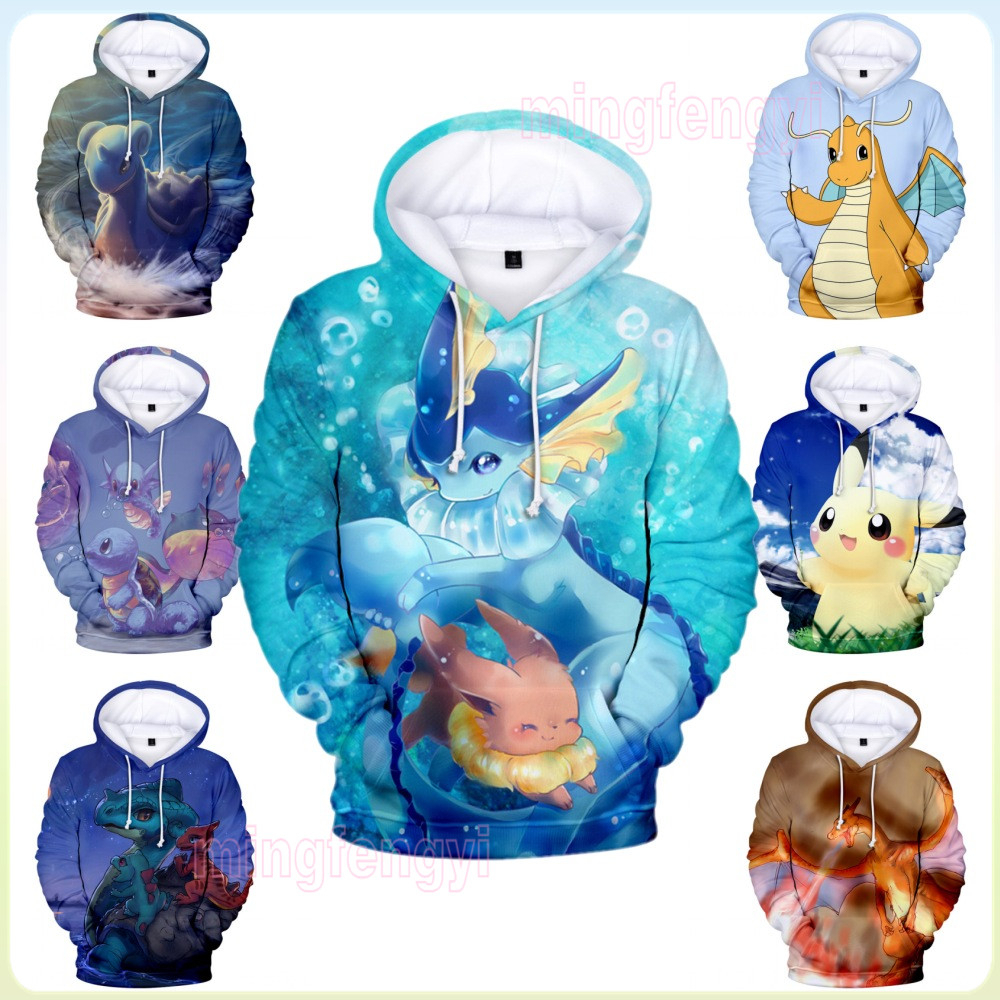 Áo Khoác Hoodie In Hình Hoạt Hình Pokemon Cho Bé