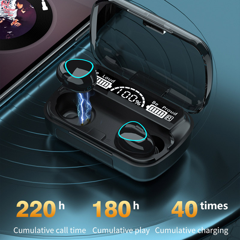 Tai Nghe Không Dây M10 TWS 5.1 Bluetooth 9D Âm Thanh HiFi Có Đèn LED Và Mic