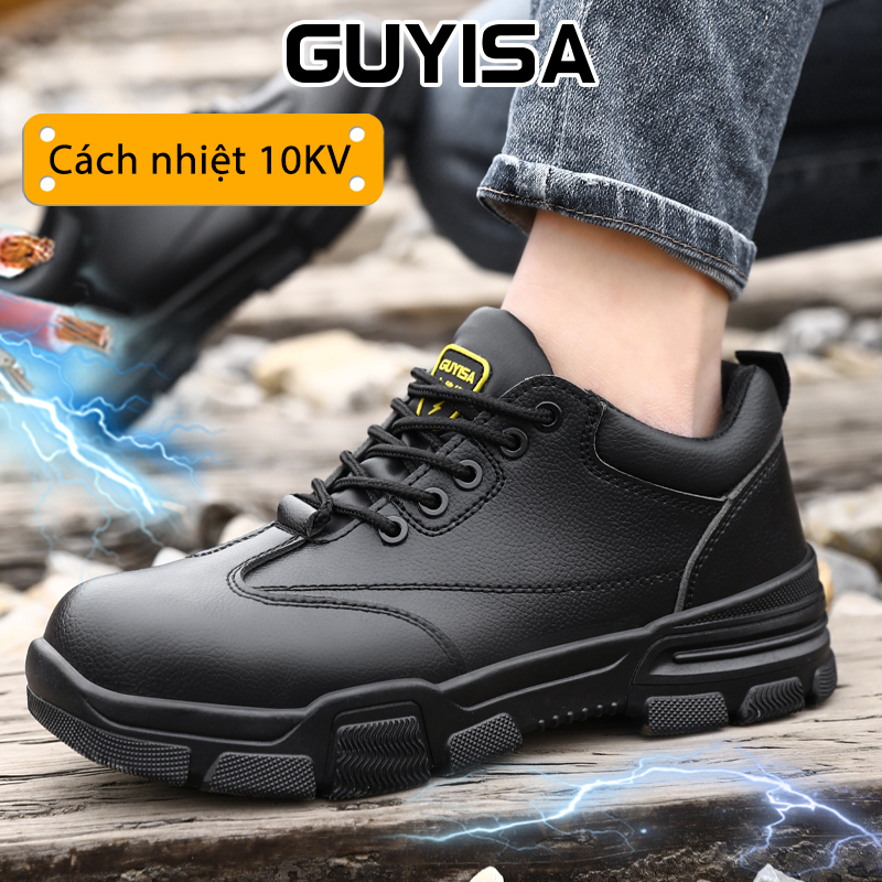 Giày Bảo Hộ Lao Động GUYISA 10KV Màu Đen Chống Nước / Dầu / Trầy Xước Thoải Mái