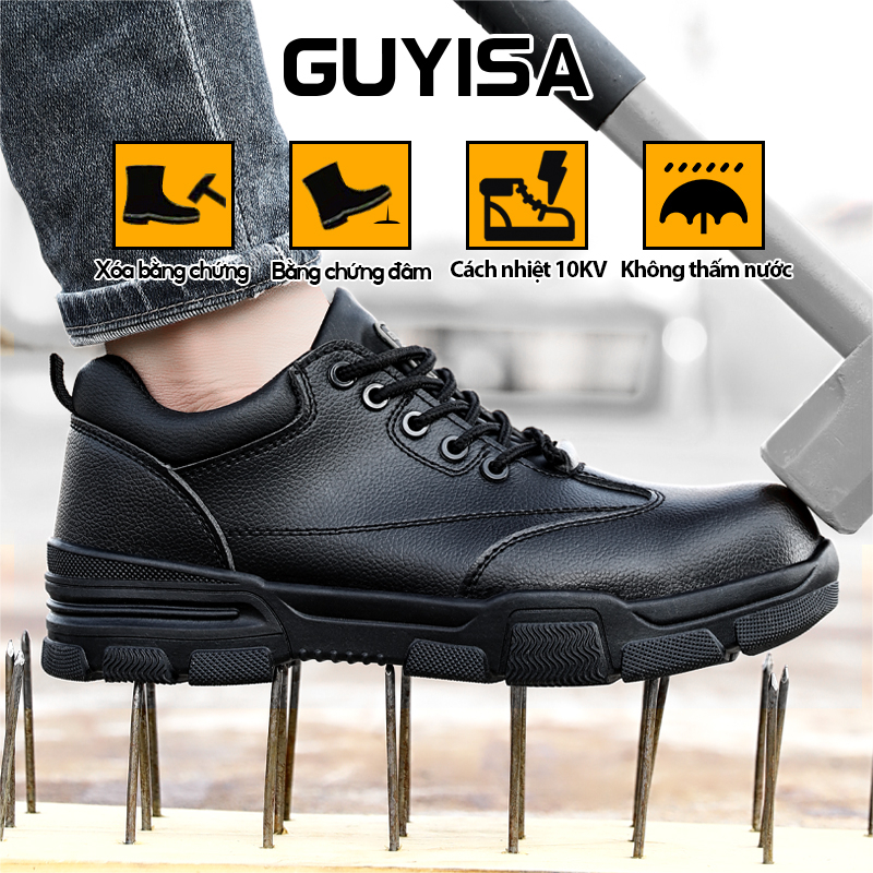Giày Bảo Hộ Lao Động GUYISA 10KV Màu Đen Chống Nước / Dầu / Trầy Xước Thoải Mái