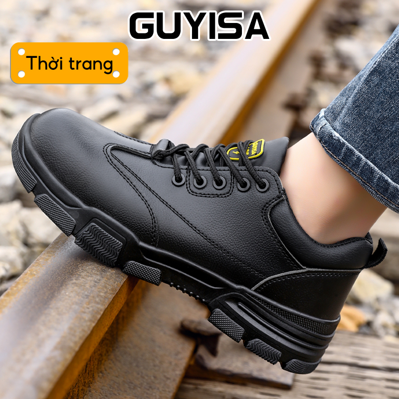 Giày Bảo Hộ Lao Động GUYISA 10KV Màu Đen Chống Nước / Dầu / Trầy Xước Thoải Mái