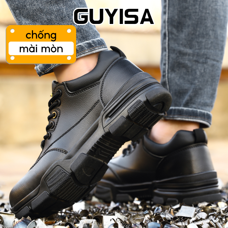 Giày Bảo Hộ Lao Động GUYISA 10KV Màu Đen Chống Nước / Dầu / Trầy Xước Thoải Mái