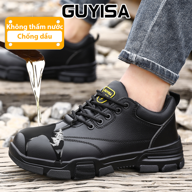 Giày Bảo Hộ Lao Động GUYISA 10KV Màu Đen Chống Nước / Dầu / Trầy Xước Thoải Mái