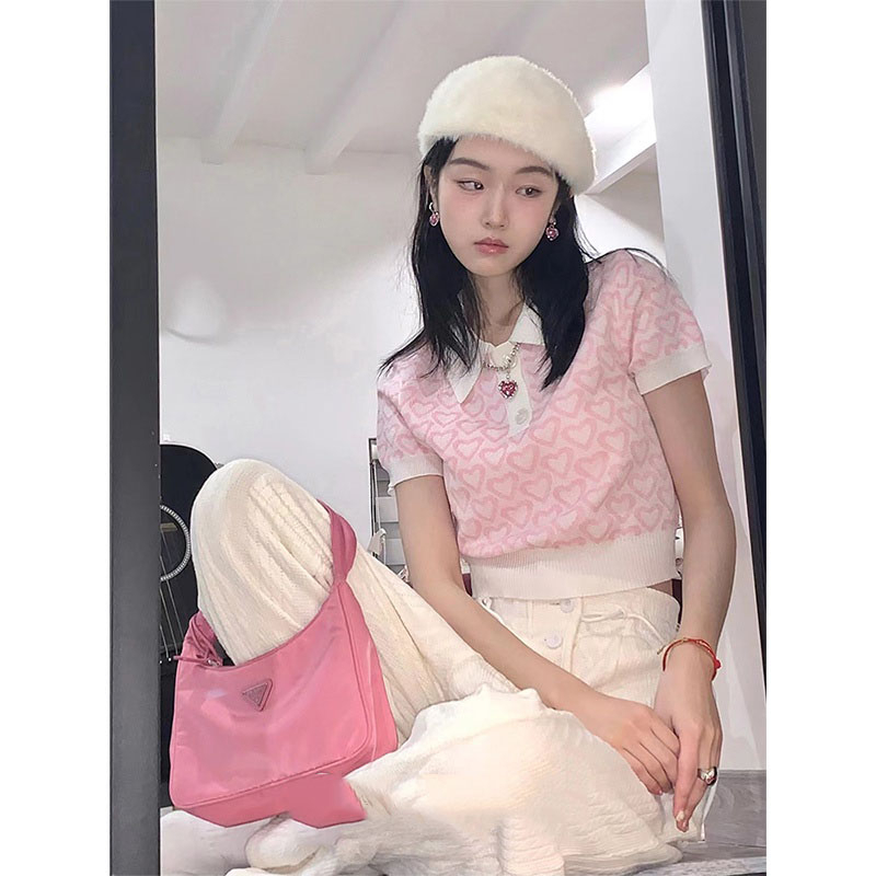 Áo polo Dệt Kim Tay Ngắn In Hình Trái Tim Thời Trang Cho Nữ 2023 | BigBuy360 - bigbuy360.vn