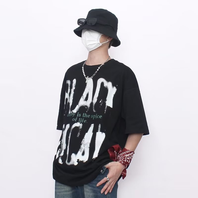 Áo Thun Cotton Tay Ngắn Dáng Rộng In Chữ Đơn Giản Thời Trang Mùa Hè Cho Cặp Đôi