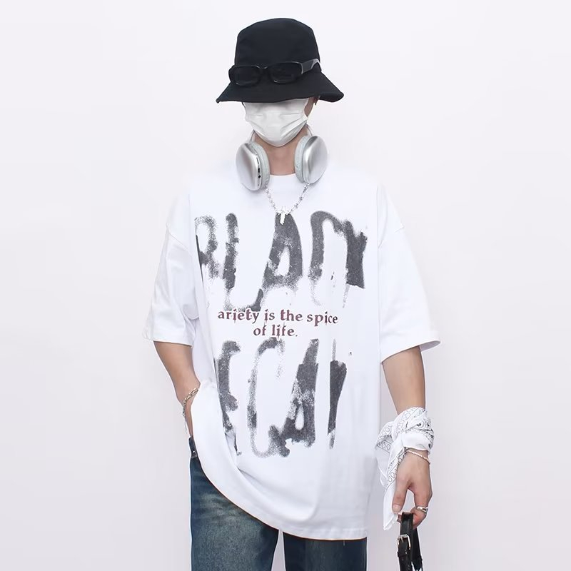 Áo Thun Cotton Tay Ngắn Dáng Rộng In Chữ Đơn Giản Thời Trang Mùa Hè Cho Cặp Đôi