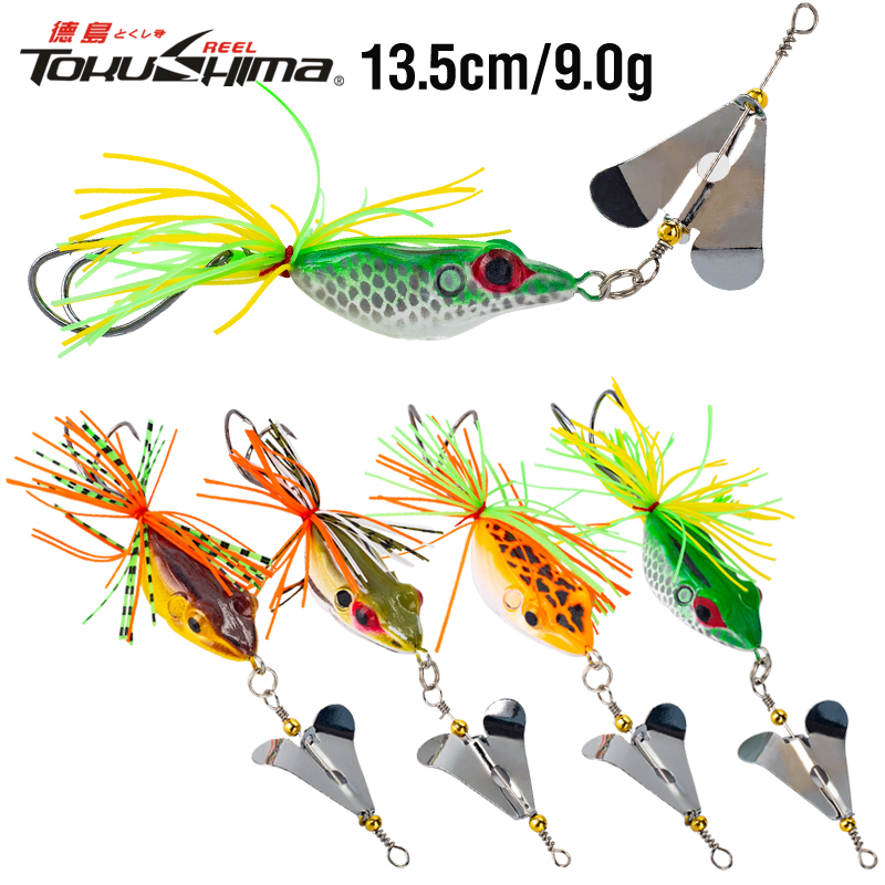 Mồi câu cá giả tokushima hình ếch 3D mềm 13.5cm / 9g