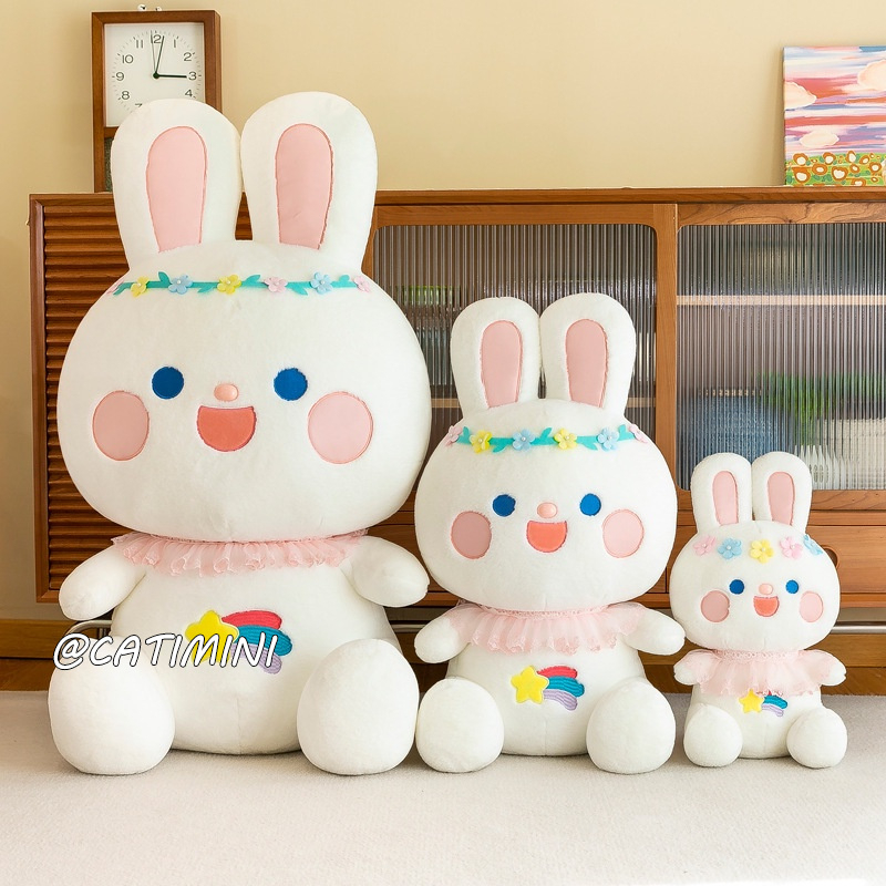 CATIMINI Thú Nhồi Bông Hình Thỏ Màu Cầu Vồng Dễ Thương Cho Bé Gái