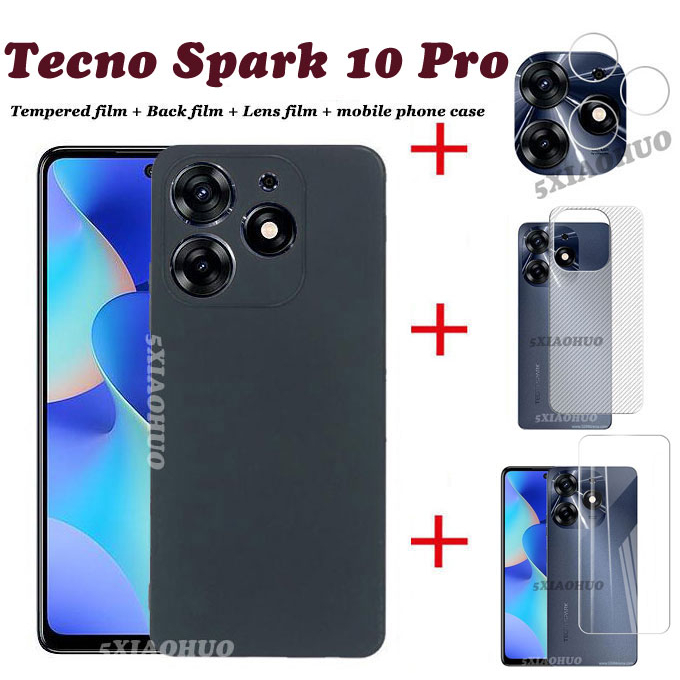 Ốp điện thoại 4in1 Tecno Spark 10 Pro Tecno Spark 10 Pro Vỏ điện thoại silicon mềm + Phim kính cường lực + Phim ống kính + Ốp lưng