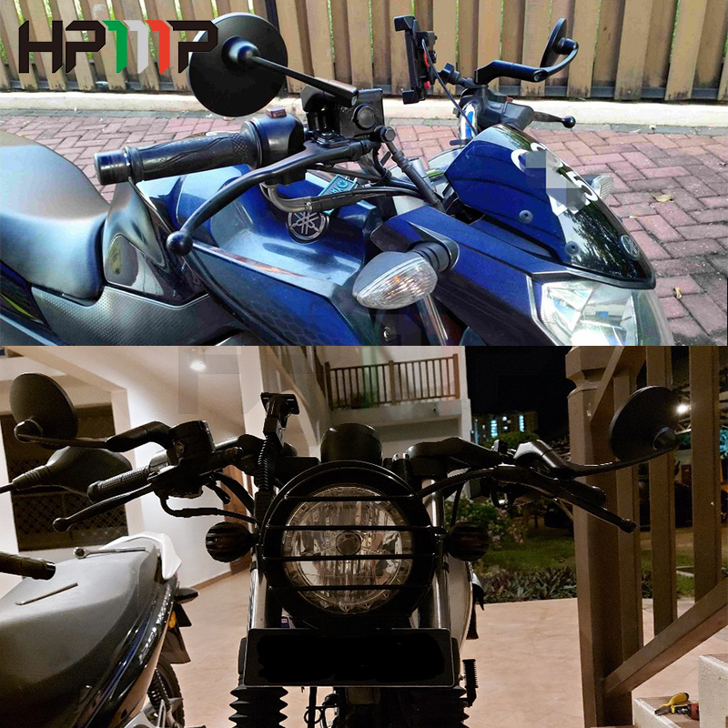 Gương chiếu hậu tròn với ốc vít 8/10mm phong cách cổ điển cafe racer