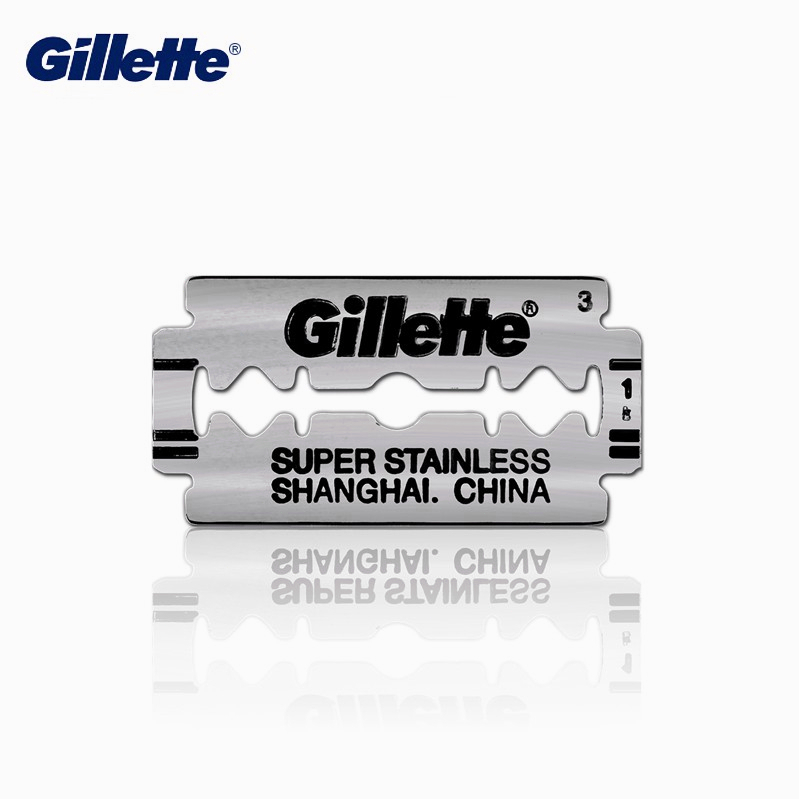 GILLETTE Lưỡi Dao Cạo Râu Thẳng Bằng Thép Không Gỉ Màu Xanh Lam Siêu Bền Chính Hãng An Toàn Cho Nam