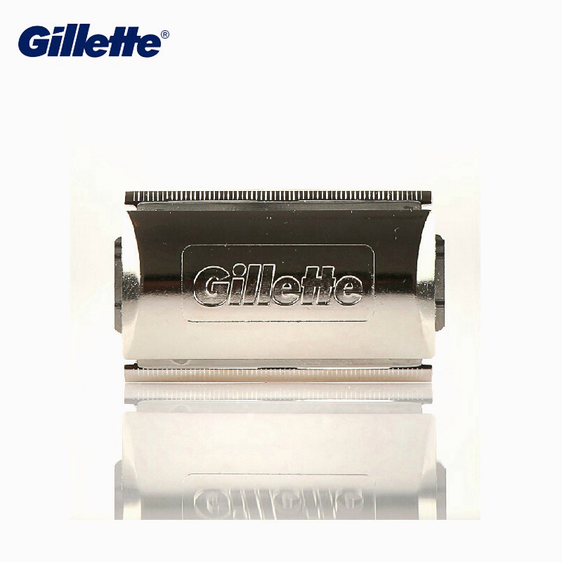 GILLETTE Lưỡi Dao Cạo Râu Thẳng Bằng Thép Không Gỉ Màu Xanh Lam Siêu Bền Chính Hãng An Toàn Cho Nam