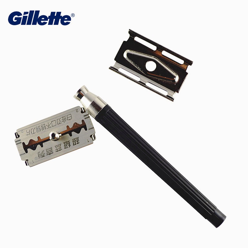 GILLETTE Lưỡi Dao Cạo Râu Thẳng Bằng Thép Không Gỉ Màu Xanh Lam Siêu Bền Chính Hãng An Toàn Cho Nam