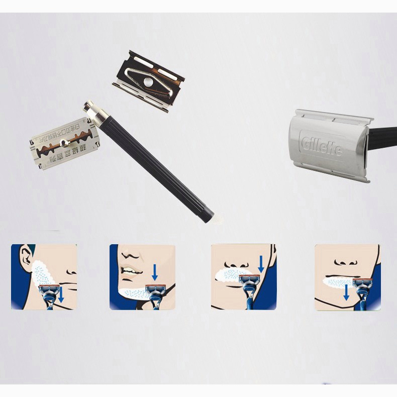 GILLETTE Lưỡi Dao Cạo Râu Thẳng Bằng Thép Không Gỉ Màu Xanh Lam Siêu Bền Chính Hãng An Toàn Cho Nam