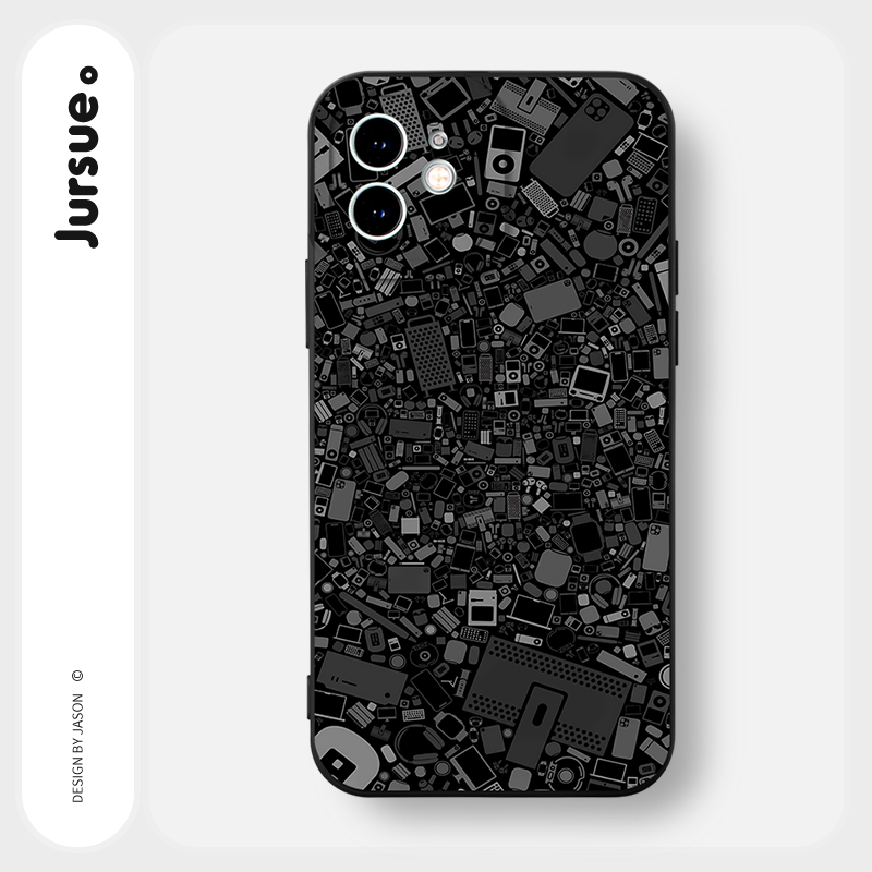 Ốp lưng JURSUE mềm chống bẩn hình độc lạ ngầu nam đen Cho iPhone 15 14 13 12 11 Pro Max SE 2020 X XR XS 8 7 ip 6S 6 Plus Y3272
