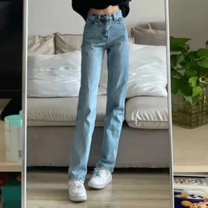COZOK Quần jeans Dài Lưng Cao Phong Cách retro Hong Kong Thời Trang Cho Nữ