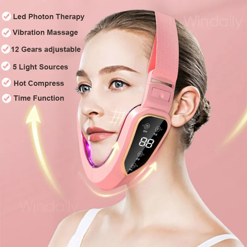Máy Massage Nâng Cơ Mặt Tạo Cằm Chữ V Thon Gọn Có Đèn LED Photon