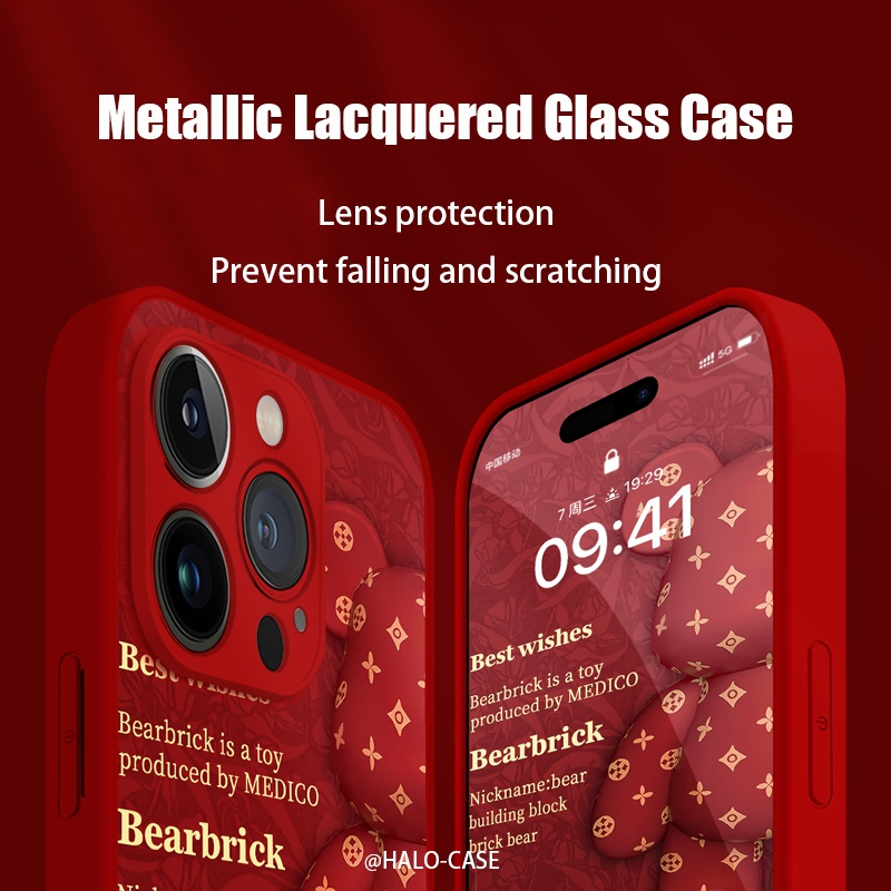 Ốp OPPO Reno5 Case Reno6 Reno8Z 7Z 5G Điện Thoại Mặt Kính In Hình Gấu Cho