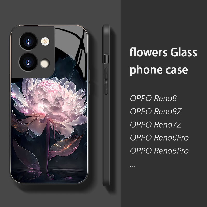 Ốp OPPO Reno5 Case Reno6 Reno8Z 7Z 5G Điện Thoại Mặt Kính In Hình Gấu Cho