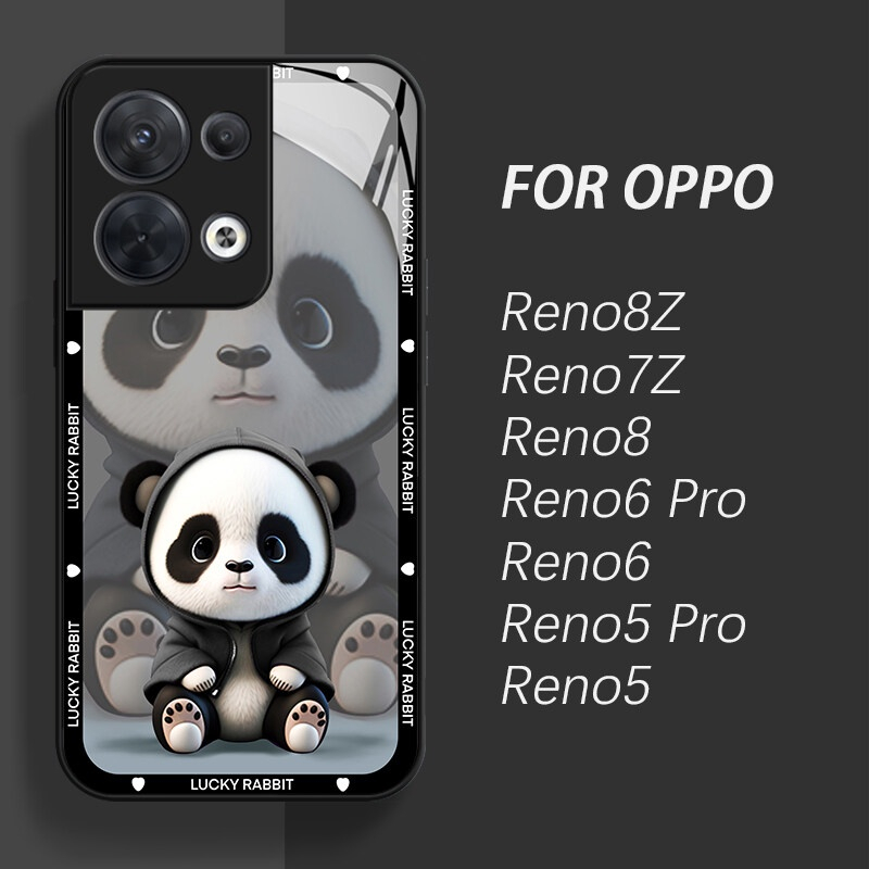Ốp OPPO Reno5 Case Reno6 Reno8Z 7Z 5G Điện Thoại Mặt Kính In Hình Gấu Cho