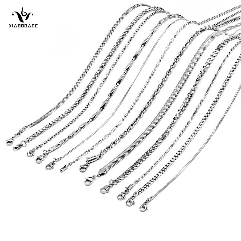 XiaoboACC Vòng cổ Dài Cơ Bản Hình Rắn Không Vết Bẩn 12 Phong Cách DIY Cho Nam Và Nữ