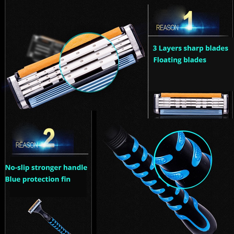 GILLETTE Lưỡi Dao Cạo Râu 3 Lớp Siêu Mỏng An Toàn Cho Nam