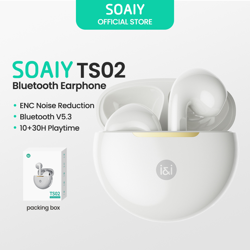 Tai Nghe Không Dây SOAIY TS02 TWS Bluetooth 5.3 Trọng Lượng Nhẹ Giảm Tiếng Ồn Tích Hợp Mic Hỗ Trợ Gọi Video Chơi Game