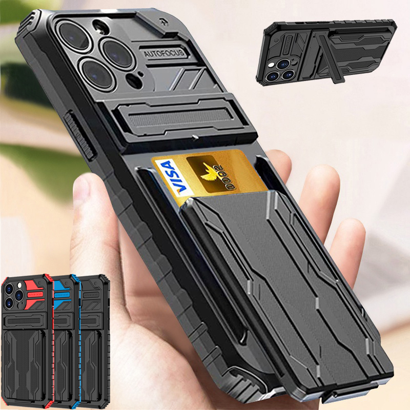 Ốp Điện Thoại Cứng Chống Sốc Có Ngăn Đựng Thẻ Sang Trọng Cho IPhone 14 Pro Max 13 Pro Max 12 Pro Max 11 Pro Max Xs Max Xr