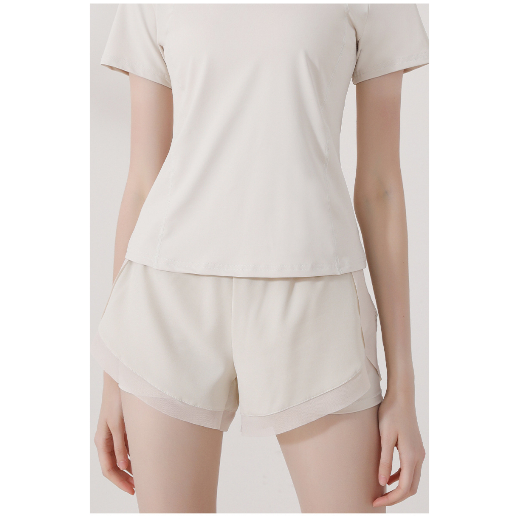 Quần Short Thể Thao Giả Hai Lớp Thoáng Khí Nhanh Khô Thời Trang Mùa Hè Cho Nữ