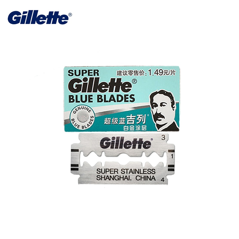 GILLETTE Set 5 Lưỡi Dao Cạo Râu Màu Xanh Dương Bằng Thép Không Gỉ Cho Nam