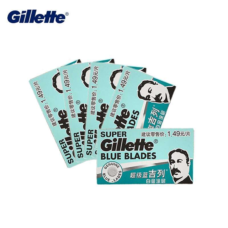 GILLETTE Set 5 Lưỡi Dao Cạo Râu Màu Xanh Dương Bằng Thép Không Gỉ Cho Nam