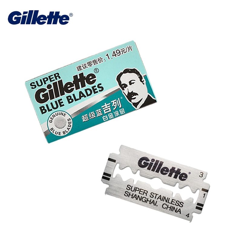 GILLETTE Set 5 Lưỡi Dao Cạo Râu Màu Xanh Dương Bằng Thép Không Gỉ Cho Nam