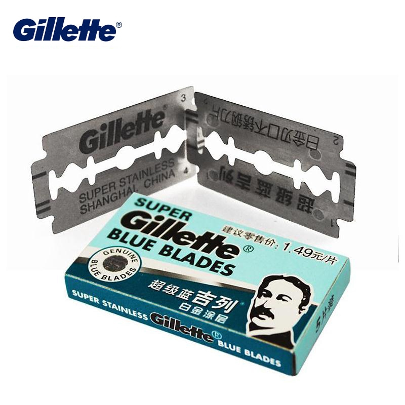 GILLETTE Set 5 Lưỡi Dao Cạo Râu Màu Xanh Dương Bằng Thép Không Gỉ Cho Nam
