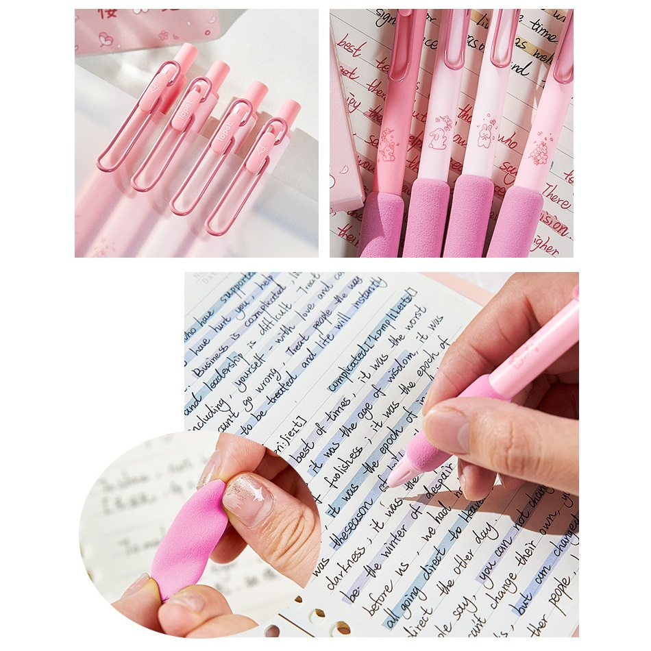 4 Chiếc Bút Bi Nước Mực Đen Ngòi 0.5mm Hình Thỏ Sakura Dễ Thương C7385