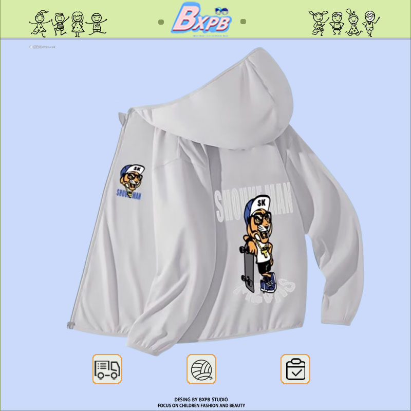 Áo khoác BXPB che nắng thoáng khí in họa tiết 4 màu sắc tùy chọn size 110-160 thời trang cho bé trai và bé gái