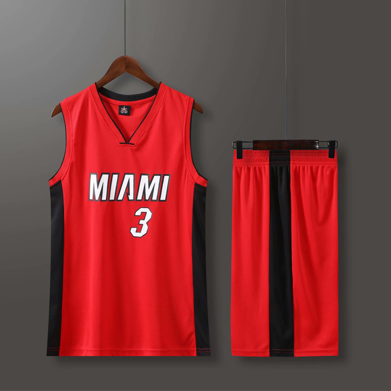 Bộ Đồng Phục Chơi Bóng Rổ Gồm Áo Jersey + Quần Short Size L-5XL + Khô Thoáng Nhanh Miami Heat Home Số 3 Chất Lượng Cao Cho Nam Và Nữ