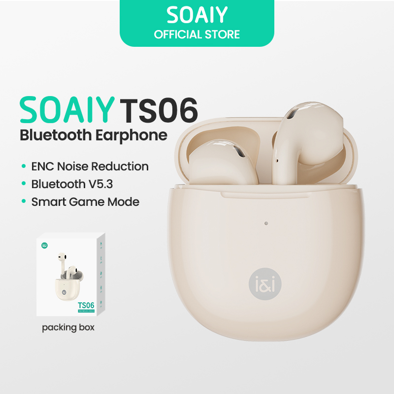 Tai Nghe Không Dây SOAIY TS06 TWS Bluetooth 5.3 Sạc Nhanh 3.2g Trọng Lượng Nhẹ Chống Ồn Điều Khiển Cảm Ứ