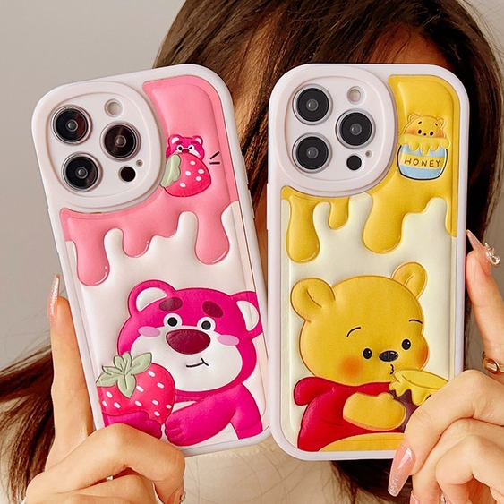 Ốp lưng Realme C55 C35 C21y C11 C12 C15 8 Pro C25y C25 C25s C21 C20 C17 8i 7i 7 6 5 5i 5s C3 C2 C1 3D Vision Strawberry Bear Winnie the Pooh soft phone case