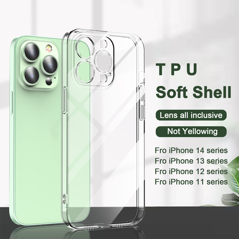 Vỏ điện thoại chống sốc mỏng và trong suốt, Dành cho iPhone 15 Plus 14 13 12 11 Pro Max Ốp lưng silicon mềm bao gồm tất cả