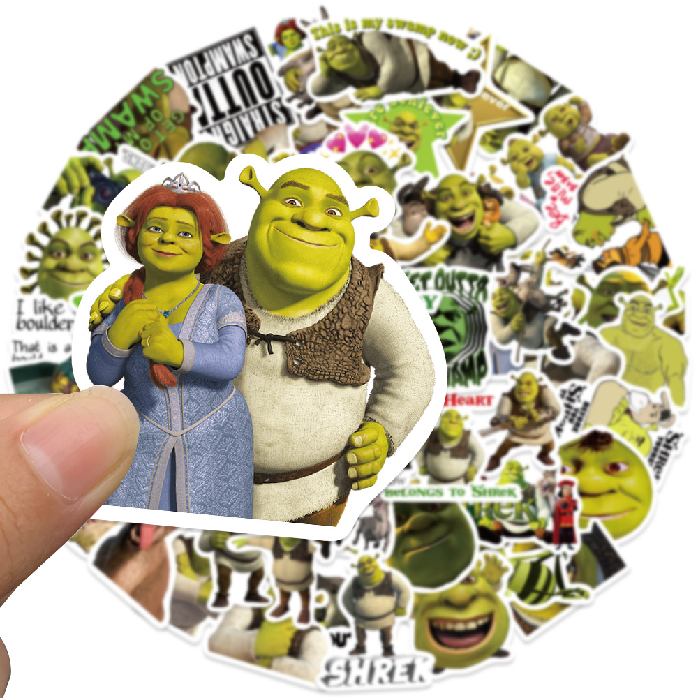Bộ 50 Miếng Dán Họa Tiết Hoạt Hình Quái Vật Shrek Graffiti Chống Thấm Nước Trang Trí Vali / Laptop
