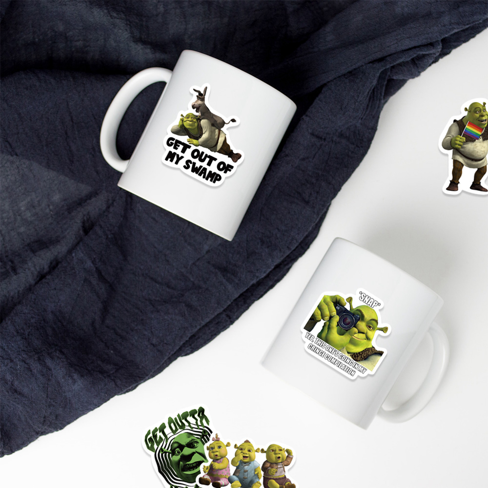 Bộ 50 Miếng Dán Họa Tiết Hoạt Hình Quái Vật Shrek Graffiti Chống Thấm Nước Trang Trí Vali / Laptop